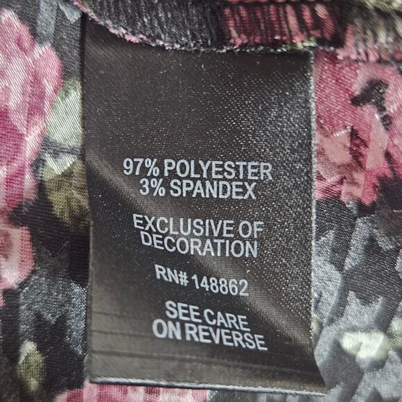 Torrid Rose Print Tea Length Woven Jacquard Lace Trim Cami Dress, sz 1 - Picture 7 of 8